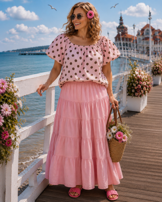 Bluzka oversize GROCHY różowa