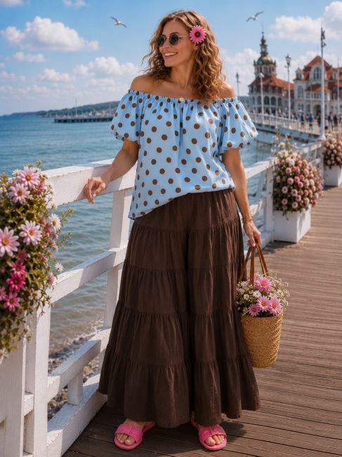 Bluzka oversize GROCHY niebieska