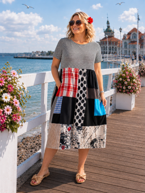 Bawełniana sukienka oversize PATCHWORK 