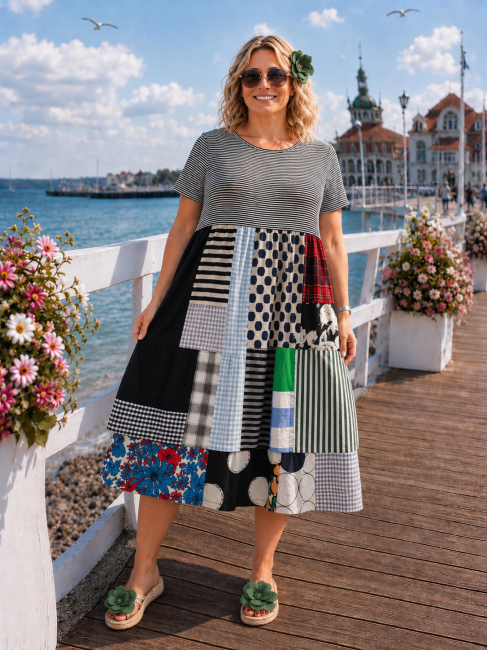 Bawełniana sukienka oversize PATCHWORK