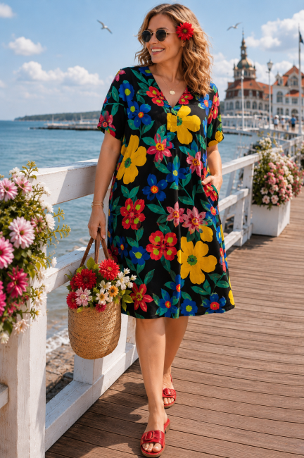 Zwiewna sukienka oversize plus size FIORE