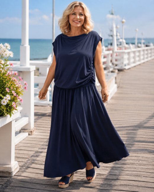 Komplet  oversize plus size PORTOFINO granatowy