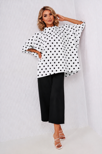 Tunika dłuższe kimono plus size GROCHY biała