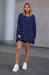 TIGER -  bawełniana bluza plus size  granatowa i waniliowe grochy