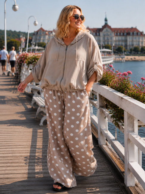 SORRENTO - len i bawełna kurtka/bluza plus size 