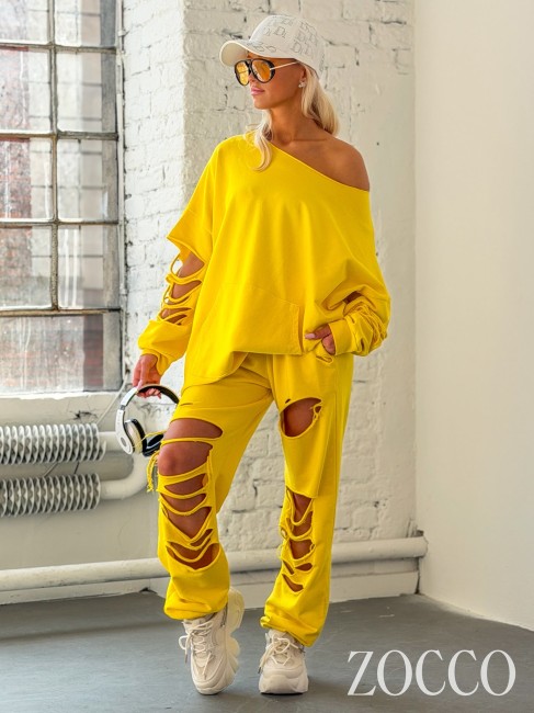 Bawełniany dres plus size oversize ZOCCO żółty