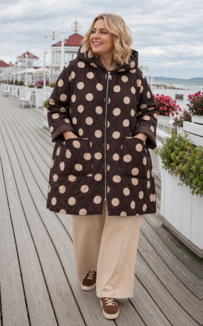 Kurtka plus size / oversize GROCHY brązowa