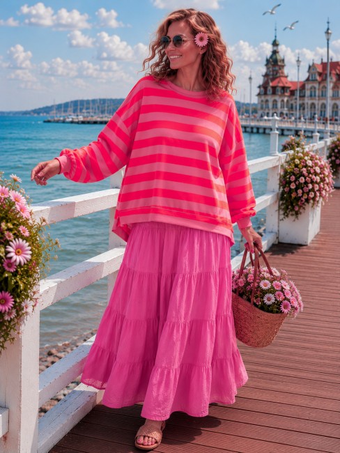 Bluza plus size oversize LUZACZKA  różowa