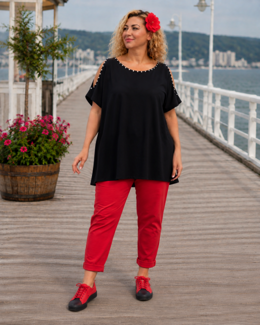 CRISTAL - Bawełniana tunika plus size czarna