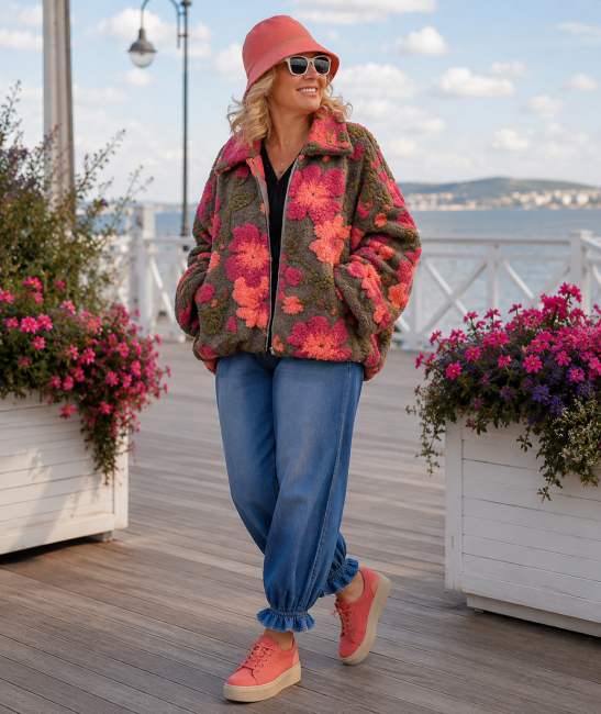 COLOR ART - bluza kurtka bombka oversize - latte