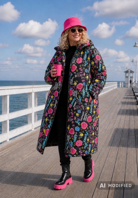 CANVAS - pikowana kurtka płaszcz plus size