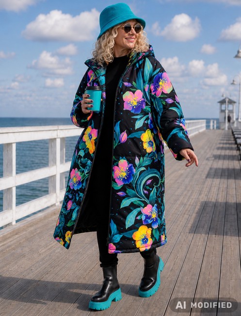 CANVAS - pikowana kurtka płaszcz plus size  