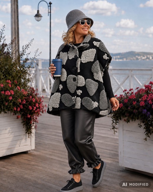 TEDDO 3D - bezrękawnik kamizelka plus size - czarny, szary