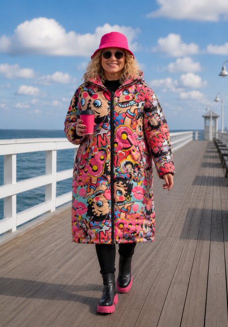 CANVAS - pikowana kurtka płaszcz plus size