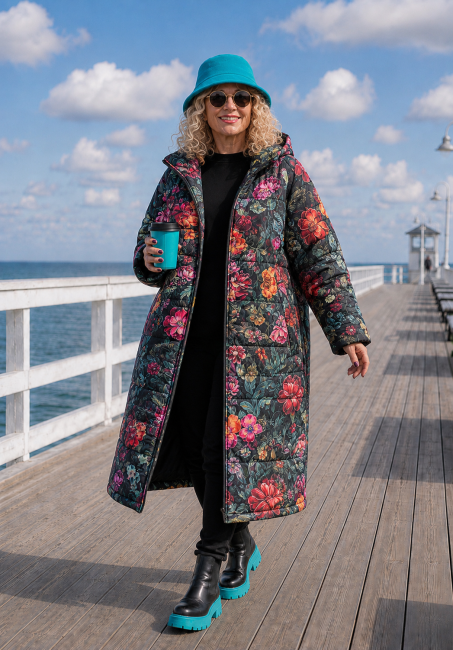 CANVAS - pikowana kurtka płaszcz plus size 