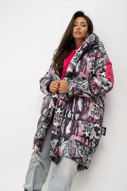 ABSTRACT STARS - pikowana kurtka oversize od MISS CITY OFFICIAL