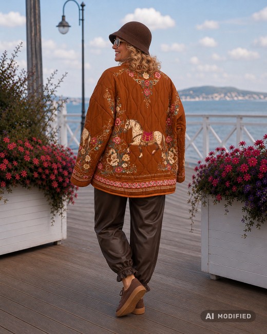 KUFAJKA KONIE - pikowana kurtka oversize - ruda