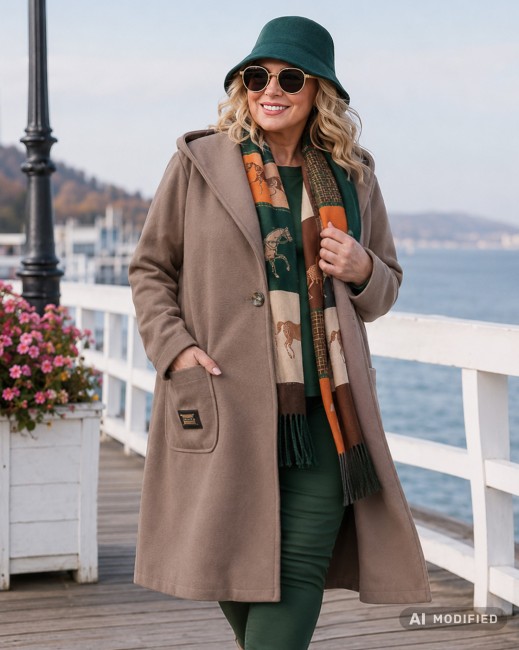 MILO - płaszczyk flauszowy plus size - latte