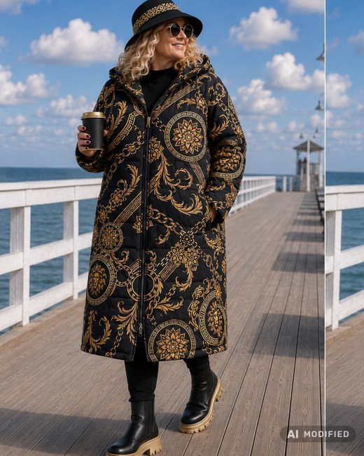 CANVAS - pikowana kurtka płaszcz plus size 