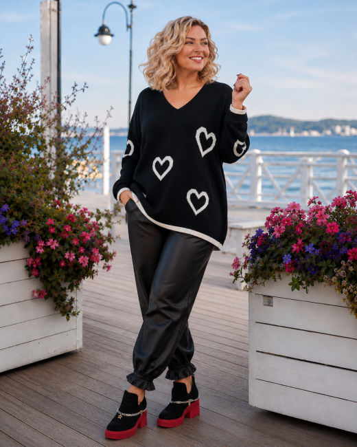 LOVI - sweter plus size oversize - czarny
