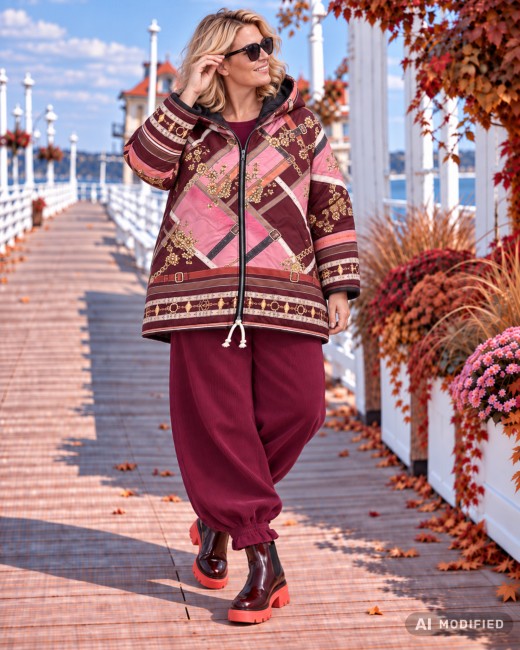 ROYAL - kurtka oversize - bordowa