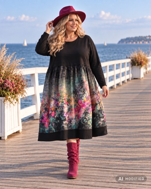 POZYTYWNA - sukienka z jedwabiem plus size / oversize 