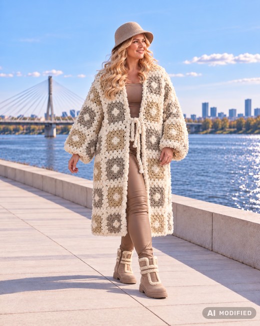MOLLY - kardigan oversize - beżowy