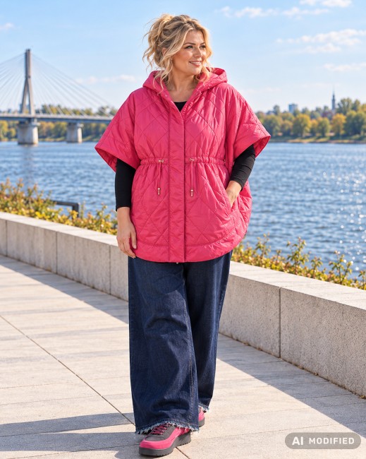 VELA - bezrękawnik, kamizelka oversize - koralowy