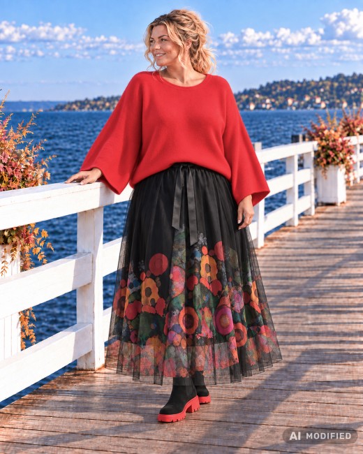 ROSALIA - tiulowa spódnica oversize - czarna
