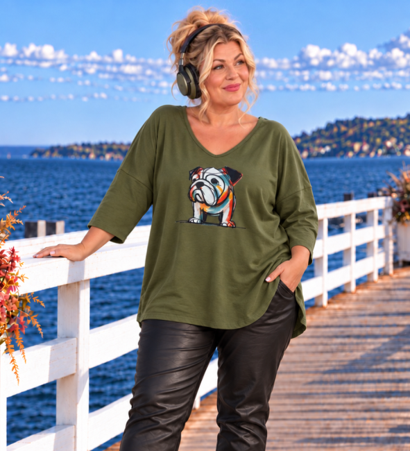 BONO - bawełniana tunika plus size - khaki