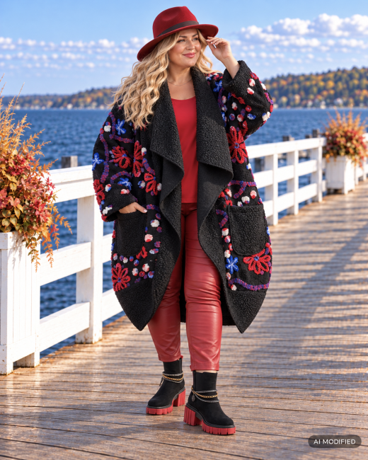 Płaszczyk narzutka plus size ArtBella - czarny