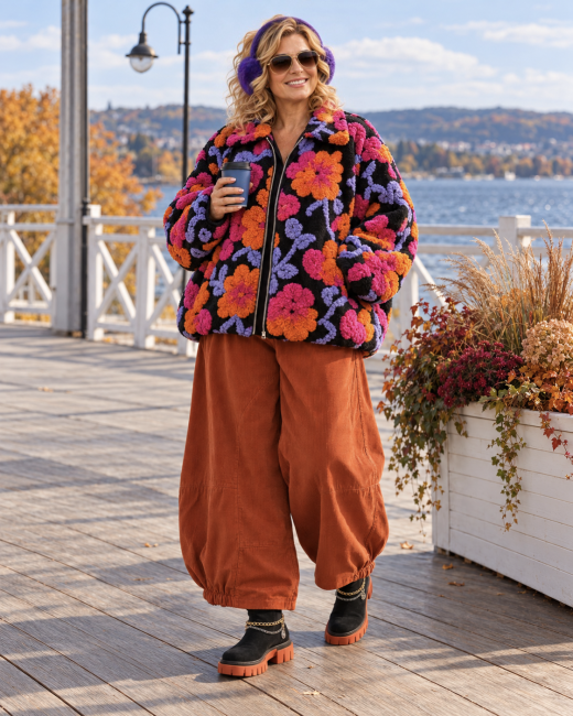 COLOR ART - bluza kurtka bombka oversize - multikolor