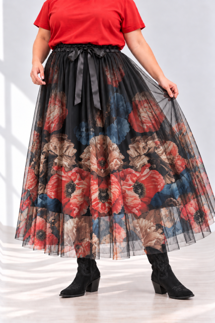 ROSALIA - tiulowa spódnica oversize - czarna