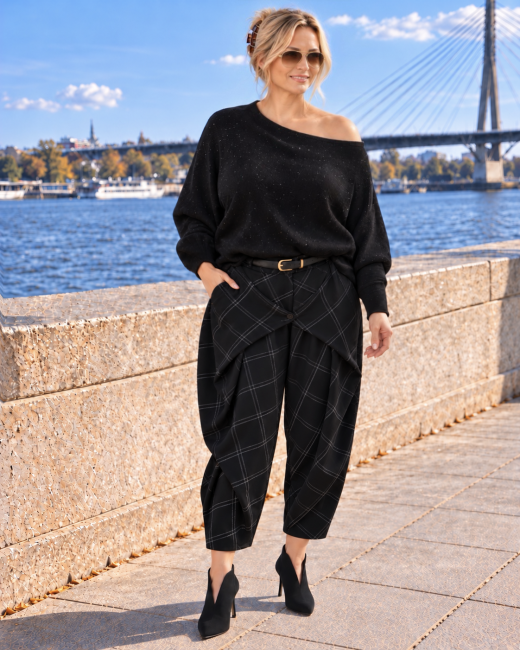 Spodnie GLAM srebrna kratka - czarne